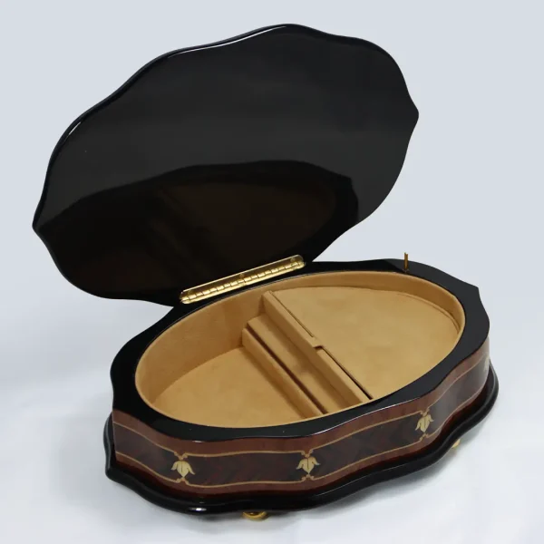 Joyero musical de madera Milano interior